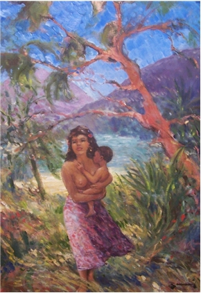 Tahitian Mother and Child