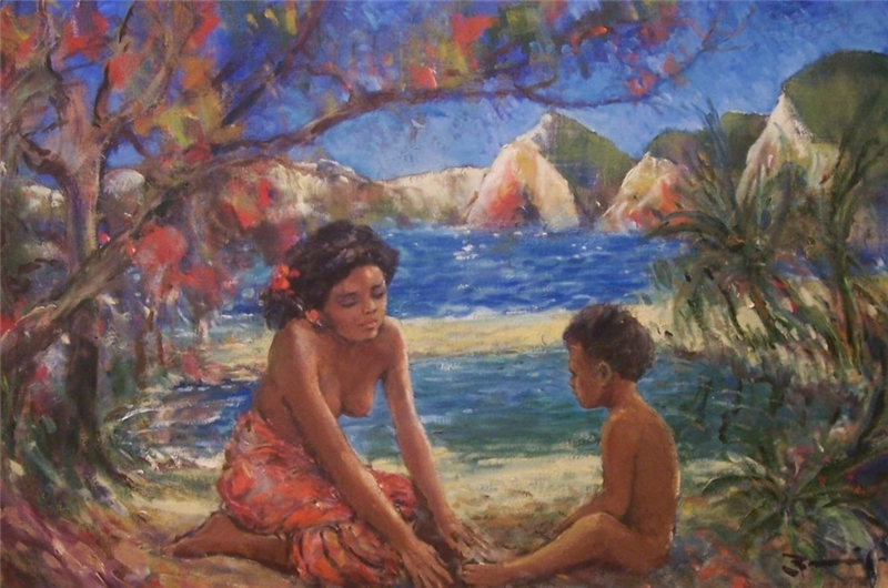 Mother and Child at the Beach
